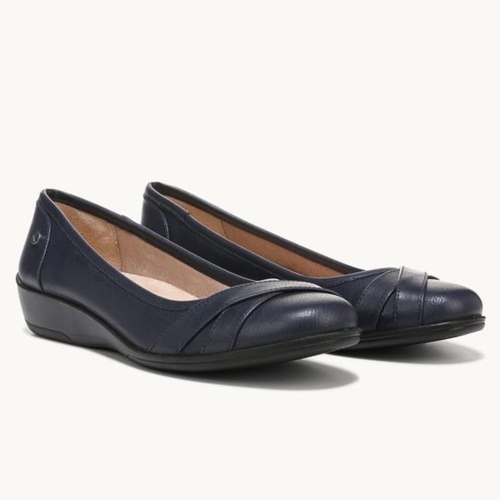 LifeStride Loyal Navy Blue Wedge Pumps Velocity 2.0 Comfort Shoes Womens 6.5W